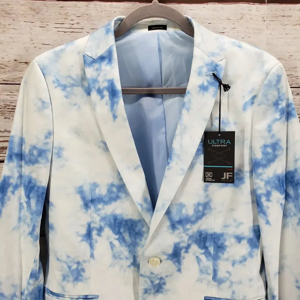 J.Ferrar New Men's Blue Dye Slim Fit Ultra Comfort Blazer Jacket Size 38S
